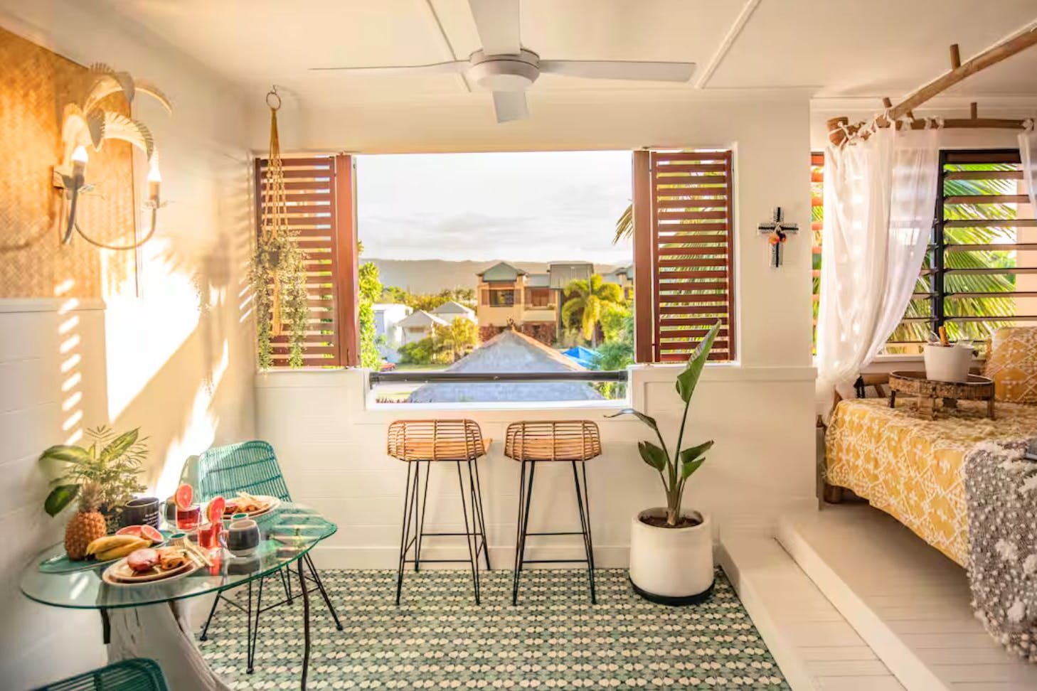 A view out the window of Nomad one of the best Port Douglas Airbnbs